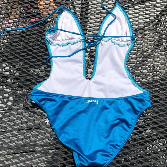 Billabong Glittery Blue Cut Out One Piece size L - Picture 4 of 10